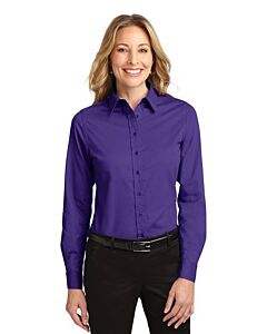 Port Authority® Ladies' Long Sleeve Easy Care Shirt-Purple/ Light Stone