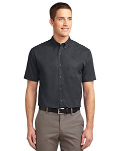 Port Authority® Short Sleeve Easy Care Shirt-Classic Navy/Light Stone