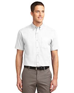 Port Authority® Short Sleeve Easy Care Shirt-White/Light Stone