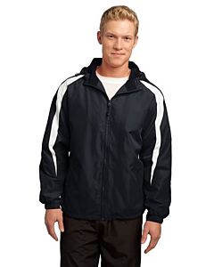 Sport-Tek® Fleece-Lined Colorblock Jacket-Black/White