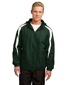 Sport-Tek® Fleece-Lined Colorblock Jacket-Forest Green/White