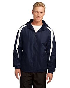 Sport-Tek® Fleece-Lined Colorblock Jacket-True Navy/White