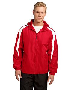 Sport-Tek® Fleece-Lined Colorblock Jacket-True Red/White