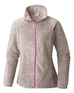 Columbia Ladies' Benton Springs™ Full-Zip Jacket-Light Gray/Fuchsia